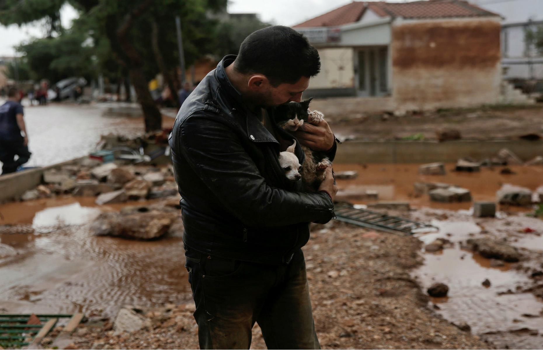 Flash floods in Mandra, Greece